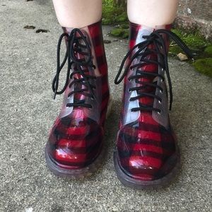 Gingham Combat Rain Boots